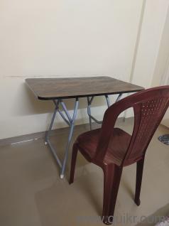 Folding Table with 3 Chairs  Good Condition  Selling a sturdy folding table along with 3 plastic chairs.