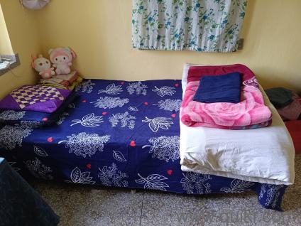 Single folding bed made up of plywood, easy to fold and transport, good in condition and good for single person