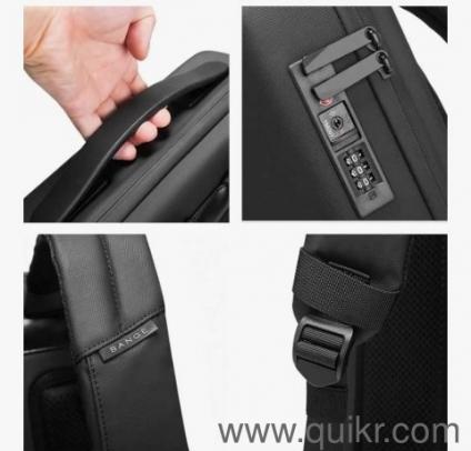 BANGE Anti-Theft Hard Shell Unisex Laptop Backpack with USB Charging (Black)