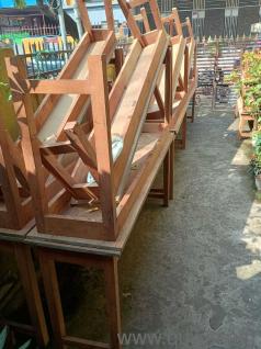 Long study table with bench set hoof plywood made (total 12 sets)