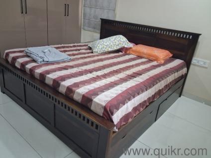 King Size Sesame Teak Wood Bed with Storage - 2yrs old