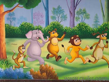Picture Painting on wall for schools, Bedrooms, Pooja Gadi