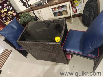 Compact Wicker Dining/Balcony/Garden Table and Chair