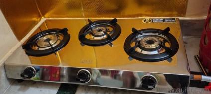 3 month old, Tata Croma 3 burner Gas stove Stainless steel body, Brass burners.