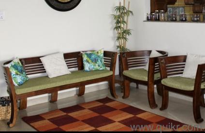 Teakwood Club sofa with 2 club chairs. Entire set in great condition.