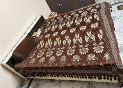 Double Bed with Storage and very good condition Sleepwell mattress with cover