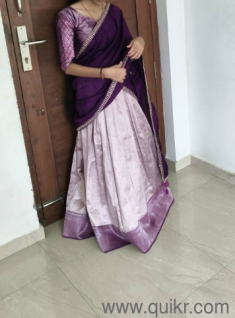 beautiful lavender with violet colour half saree 