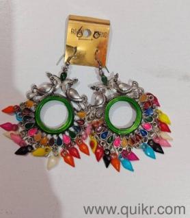 Colorful Peacock-Inspired Statement Earrings 