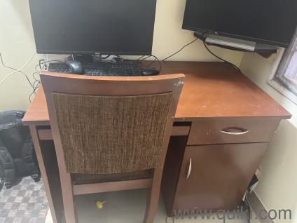 wooden work table with chair
