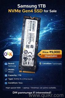 Samsung 1TB NVMe Gen4 SSD for SaleBrand: SamsungModel: PM9A1Capacity: 1TBType: NVMe M.2 (PCIe Gen4)