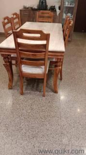 Teakwood 6 Seater Dining table with italian marble