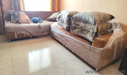 Sofa set 3+3 brown l shaped 