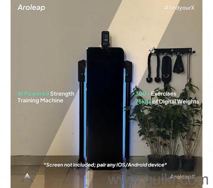 Aroleap X Device (Metallic) Aroleap X device(Metallic Variant without Screen) comes with a pair of D-handles, rope, ankle straps, barbell. Your go to portable gym.  No need for