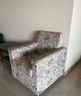 3+1+1 Sofa with Teak Wood Frame, Floral print, Good Condition
