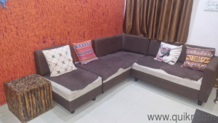 6-Seater L-Shaped Sofa Set (2.5 Years Old) with Cushions + Coffee Table + Side Table