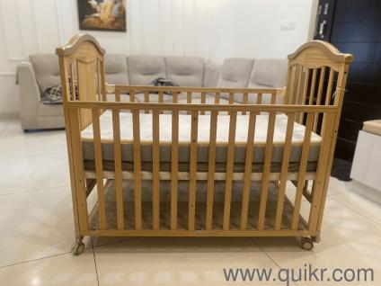 Super Comfy European Pinewood 15 in 1 Rocking Cot -Mosquito Net & Adjustable Stand