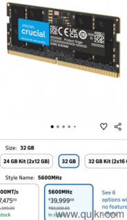 CRUCIAL LAPTOP DDR5 RAM 32GB Negotiable Amount