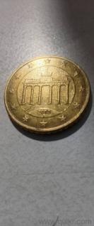 Rare 2002 Germany 50 Euro Cent Coin  Brandenburg Gate Design  Collectible Euro Coin