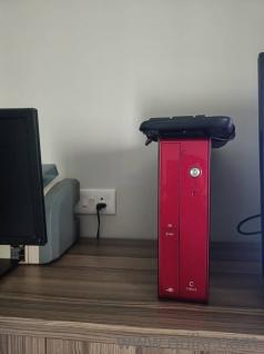 Desktop with HP laserjet printer