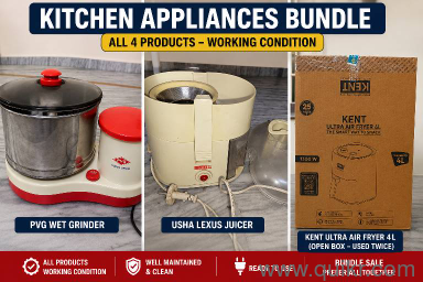 PVG Wet Grinder, Usha Lexus Juicer, Kent Ultra Air Fryer 4L, Panadonic Mixer