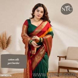 silk banarasi zari border saree with Running Blouse
