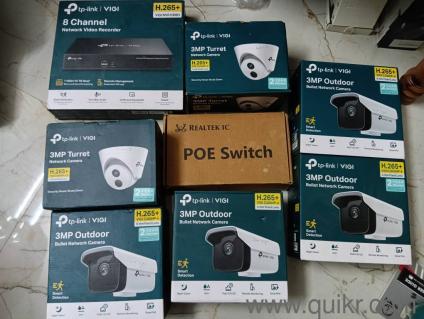 TP link Recorder(NVR), HDD, POE switch, 2xTurret front door camera & 4 bullet cameras 
