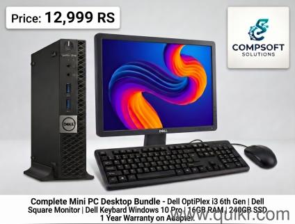 Complete Dell Mini PC Desktop Bundle (i3 6th Gen | 16GB RAM | 240GB SSD) with Monitor