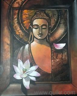 Original Lord Buddha Acrylic Painting with Framed Canvas