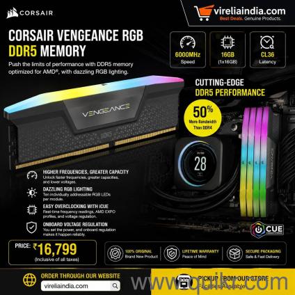 Corsair Vengeance RGB 16GB DDR5 6000MHz CL36 RAM | Brand New