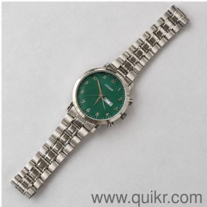 Citizen Analog Watch Green Dial Silver Strap