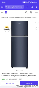 heir dubble door 268 ltr 10 months old 14 months warranty pending 