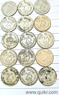 94 Rare Coins of 25paise and 50paise for sell but without pay any fees or Charges in Advance. 