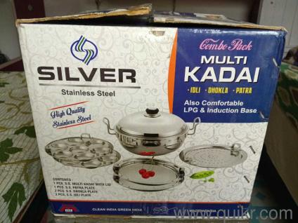 Stainless steel multipurpose kadai with combo set