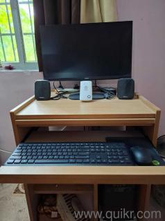 Assembled Desktop with Speakers, Wi-Fi Extender& PC Trolley.