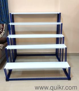 Golu Bombe Stand 5 Steps Iron White & Blue Colour