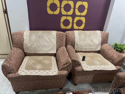 Sofa set along with sofa and and side puffies