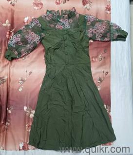 Stylish Green Party Wear Frock for Girls (Age 1012)  Beautiful Floral Sleeve