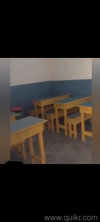 New benches and tables set of 26 made up of very heavy wood yellow in colour with grey glossy mica