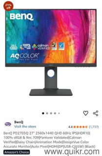 BenQ PD2705Q 27" 2560x1440 QHD 60Hz IPSHDR10 100% sRGB & Rec.709Pantone ValidatedCalman VerifiedDaisy ChainAnimation ModeDesignVue Color Accurate MonitorAuto PivotHDMIDPUSB-C(65W) (Black)