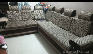  L shape sofa with corner glass seat
