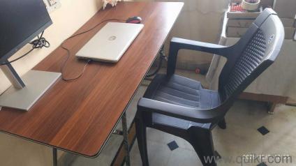 Folding Table for study and working and a plastic chair
