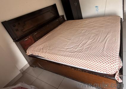  For Sale: Solid Wooden Double Bed with Storage + Mattress