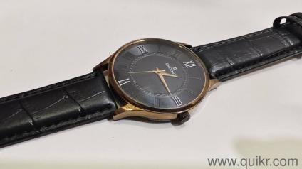 Japan Machine Elegant Escort Black Dial Analog Watch with Leather Strap