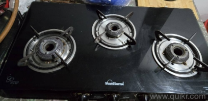 3 burner sunflame gas stove toughened glass