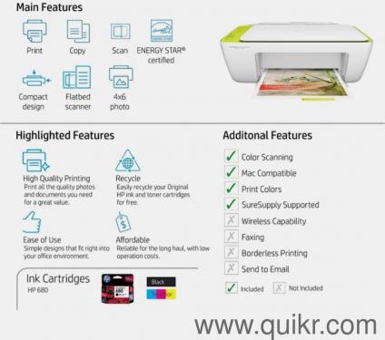 Hp deskjet 2138 multifunction color inkjet printer without cartridge