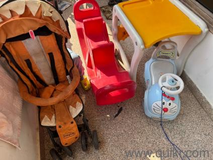 Baby hug stroller, sea saw, baby hug table & a rider
