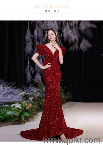 Stunning Red Sequin Embellished Gown