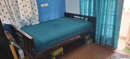 Well-Maintained Original Ancient Rose Wood Double Bed with Sleepwell Mattress