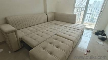 Sofa cum bed for sale with 2 puffies