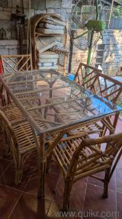 6 seater Bamboo dining table with matching Bamboo shelf